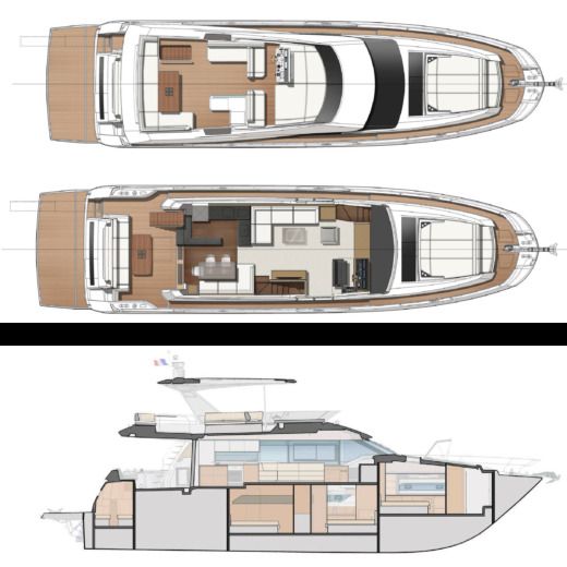 Motor Yacht prestige 680 Fly Boat layout
