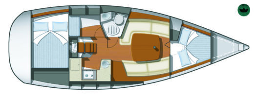 Sailboat Jeanneau Sun Odyssey 32I refit 2022 Plattegrond van de boot