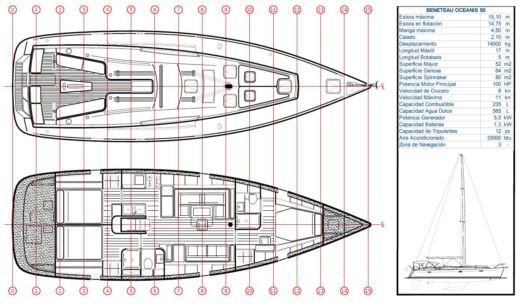Sailboat Beneteau Oceanis 50 boat plan