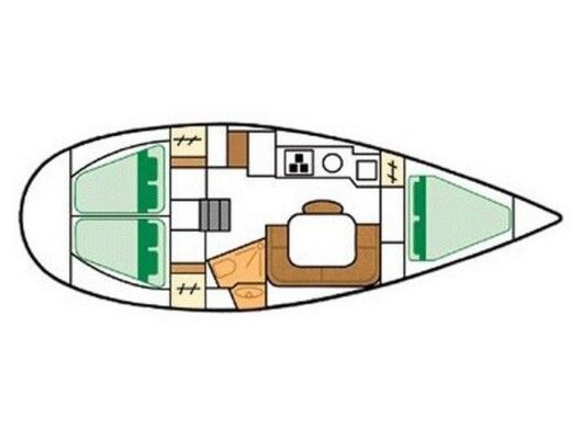 Sailboat JEANNEAU SUN ODYSSEY 33 Plattegrond van de boot
