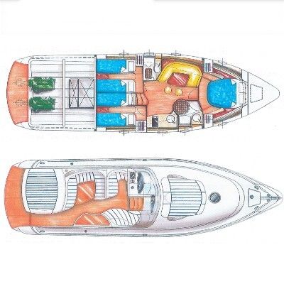 Motor Yacht Blu Martin 46 HT Planimetria della barca