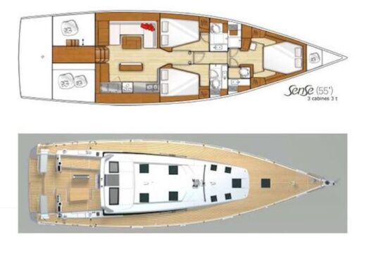 Sailboat Beneteau Sense 55 Plan du bateau
