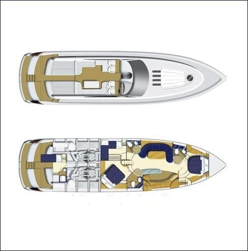 Motor Yacht Princess V65 Σχέδιο κάτοψης σκάφους