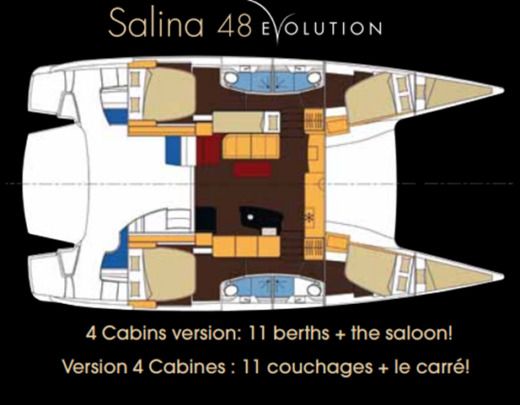 Catamaran Fountaine Pajot Salina 48 Planta da embarcação