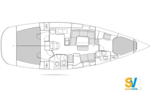 Sailboat JEANNEAU Sun Odissey 43 Scugnizza Plattegrond van de boot