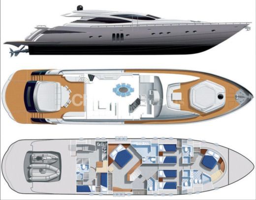 Motorboat Pershing 90 Boat layout