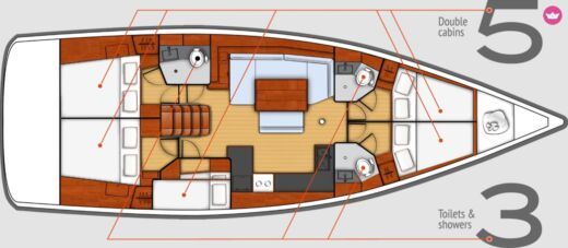 Sailboat Beneteau Oceanis 48 (Private Sunset Trips Heraklion) Σχέδιο κάτοψης σκάφους
