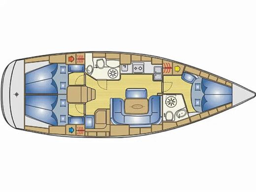 Sailboat  Bavaria 39 Cruiser Plattegrond van de boot