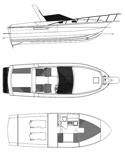 Motorboat Mochi Craft Dominator 31 Plano del barco