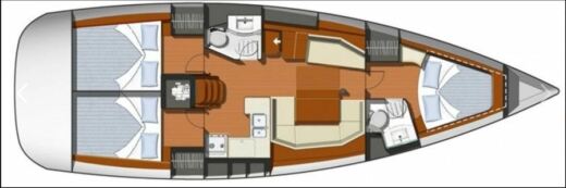 Sailboat Jeanneau Sun Odyssey 42i Plattegrond van de boot