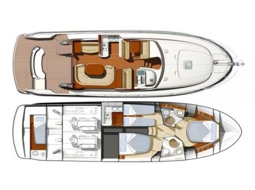 Motorboat JEANNEAU PRESTIGE 46 FLY Σχέδιο κάτοψης σκάφους