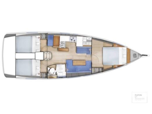 Sailboat Jeanneau Sun Odyssey 410 Plano del barco