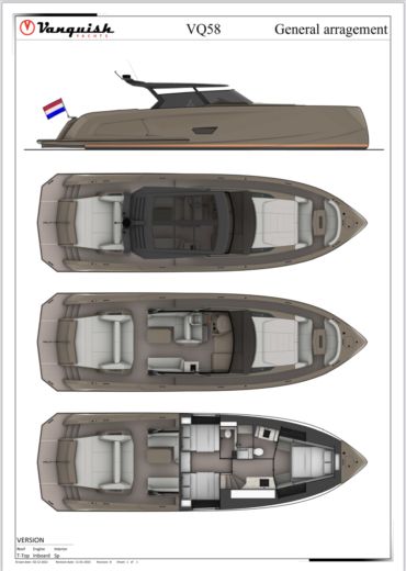 Motor Yacht VANQUISH YACHT 58’ T-Top Plan du bateau