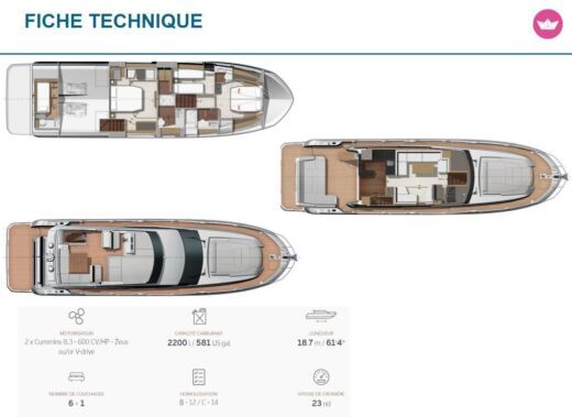 Motor Yacht Jeanneau Prestige 590 fly Plattegrond van de boot