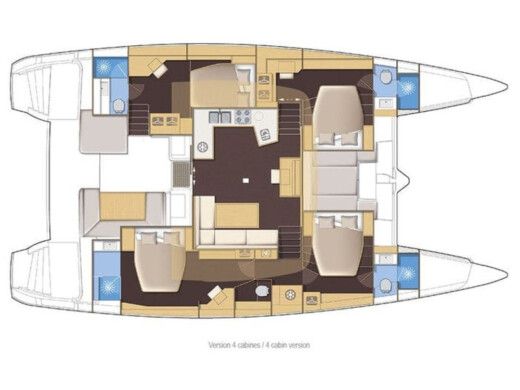 Catamaran  Lagoon 52F Boot Grundriss