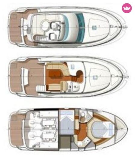 Motorboat Jeanneau Prestige 32 Plattegrond van de boot