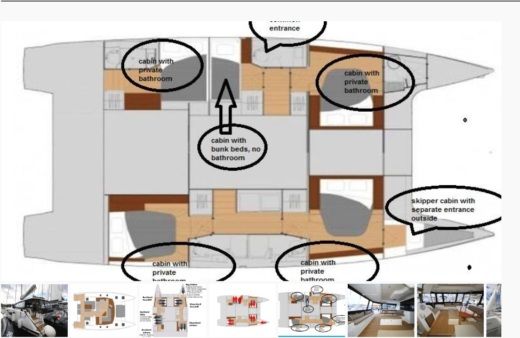 Catamaran Fountaine Pajot Saona 47 Plattegrond van de boot