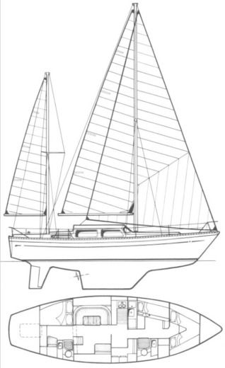 Sailboat Moody 42DS Plattegrond van de boot