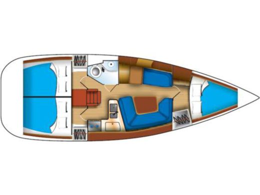 Sailboat Jeanneau Sun Odyssey 35 Plattegrond van de boot