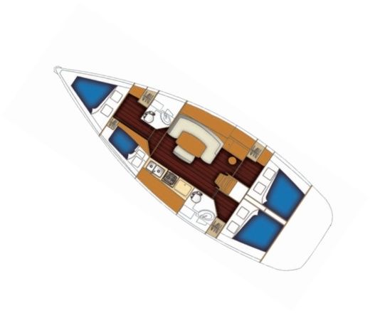 Sailboat BENETEAU CYCLADES 43.4 Plattegrond van de boot