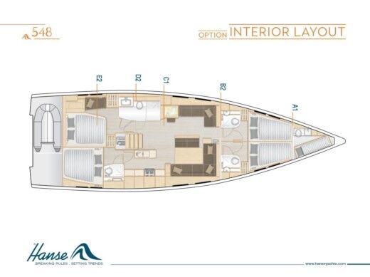 Sailboat HANSE 548 Boat layout