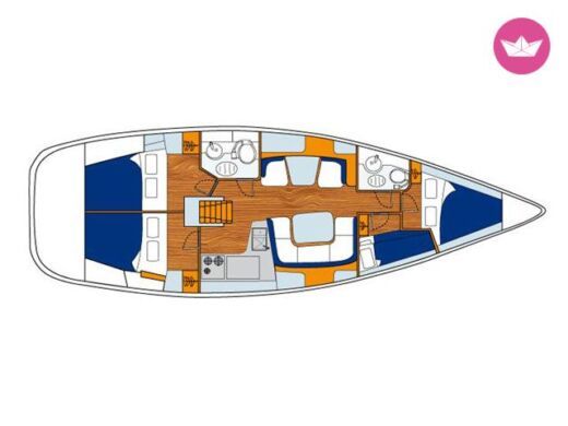 Sailboat Jeanneau Sun Odyssey 43 Plattegrond van de boot