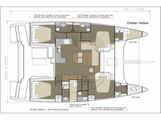 Catamaran Dufour Dufour 48 Planta da embarcação