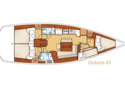 Sailboat Beneteau Oceanis 43 Plattegrond van de boot