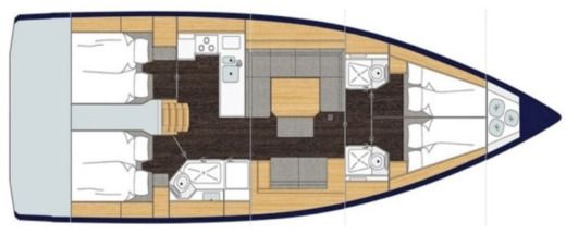 Sailboat Bavaria C45 Plattegrond van de boot