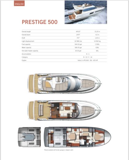 Motor Yacht Prestige 500 Flybridge Planimetria della barca