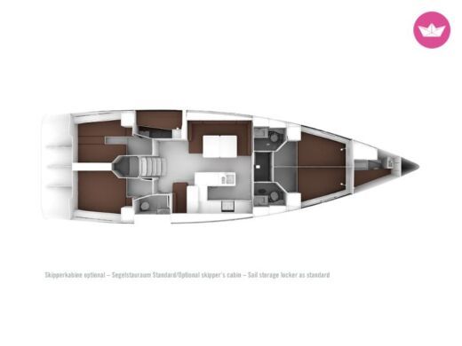 Sailboat Bavaria Cruiser 56 Plattegrond van de boot