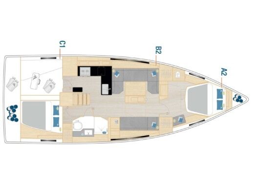 Sailboat  Hanse 410 Plattegrond van de boot