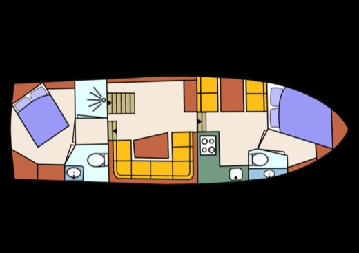 Houseboat Felize Elite Turfskipper 1250 Plattegrond van de boot