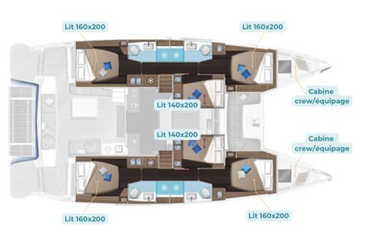Catamaran Lagoon LAGOON 51 Plattegrond van de boot