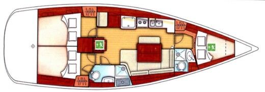 Sailboat BENETEAU OCEANIS 40 with SKIPPER Plattegrond van de boot