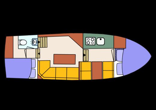 Houseboat Fiomar Type Aquanaut 1000 Plattegrond van de boot
