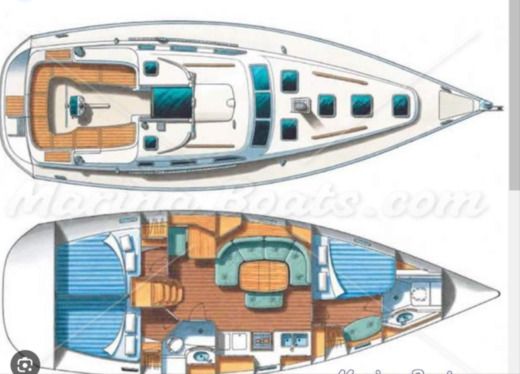 Sailboat Beneteau Oceanis Cliper 393 Plattegrond van de boot