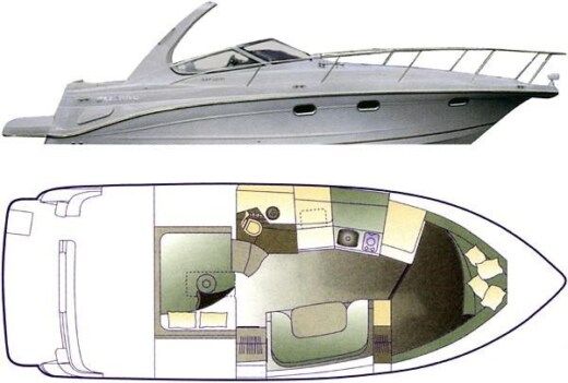 Motorboat Four Winns 328 Vista Boat layout