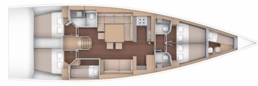 Sailboat Dufour Dufour 56 Exclusive Plattegrond van de boot