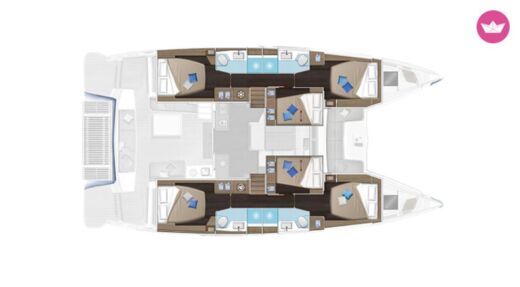 Catamaran Lagoon Lagoon 51 6 + 2 cab Σχέδιο κάτοψης σκάφους