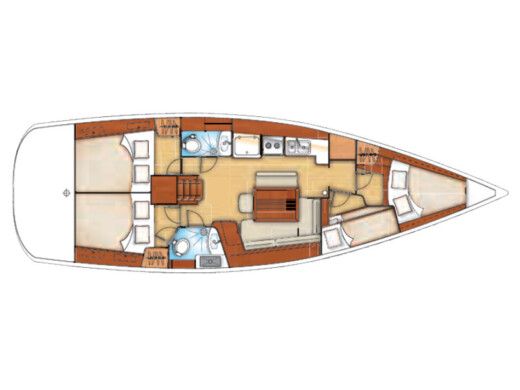 Sailboat BENETEAU OCEANIS 43 Plattegrond van de boot