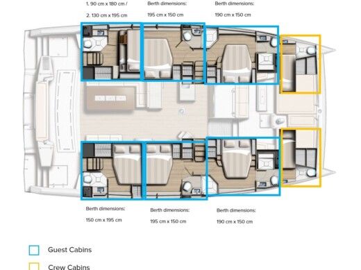 Catamaran BALI - CATANA Bali 5.4 Plattegrond van de boot