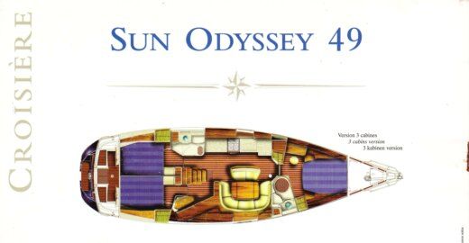 Sailboat Jeanneau Sun Odyssey 49 Plattegrond van de boot