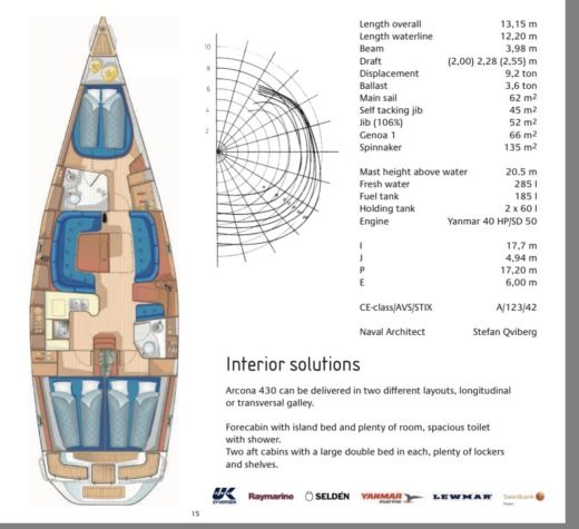 Sailboat Arcona 430 boat plan