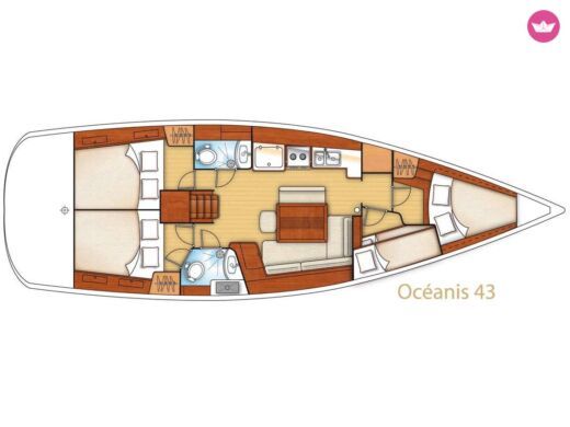 Sailboat Beneteau Oceanis 43 Σχέδιο κάτοψης σκάφους