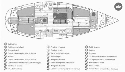 Sailboat Jeanneau Sun Kiss 47 Planimetria della barca