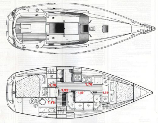 Sailboat Beneteau Oceanis 320 Plan du bateau