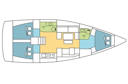 Sailboat Dufour Dufour 412 Gl Plattegrond van de boot