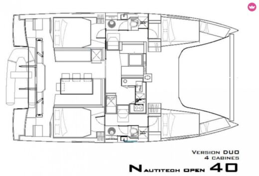 Catamaran Nautitech 46 open Plattegrond van de boot