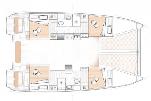 Catamaran  Excess 11 Plattegrond van de boot